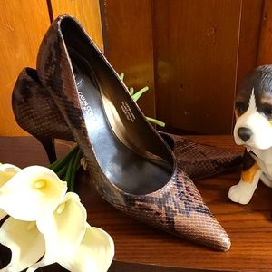 VINTAGE Lizard Leather Shoes Brown 3” Heels NEW